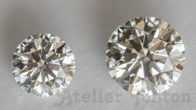 ダイヤモンドのサイズ比較